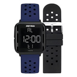 Relógio Mormaii Unissex Digital Preto Silicone Mo6600an/t8a Cor Da Correia Azul/preta