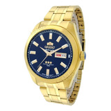 Relógio Orient Automático Masculino Dourado Aço Inox.