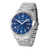 Relógio Orient Eternal Mbss1380 Cor Prateado Com Fundo Azul