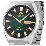 Relógio Orient Masculino Automático 469ss086 E1sx Verde Aço Cor Da Correia Prata Cor Do Bisel Prata