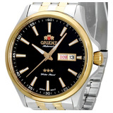 Relógio Orient Masculino Automatico 469tt043 P1sk Misto Aço Cor Do Bisel Dourado Cor Do Fundo Preto