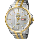 Relógio Orient Masculino Automático 469tt043f S1sk Cor Da Correia Bicolor Cor Do Bisel Dourado Cor Do Fundo Prateado