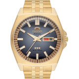 Relógio Orient Masculino Automático Dourado Três Estrelas Cor Do Fundo Grafite