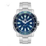 Relógio Orient Masculino Automático Gmt Nh3ss003 Azul 300m Cor Da Correia Prateado