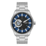 Relógio Orient Masculino Automático Open Heart Nh7ss003 D1sx Cor Da Correia Prateado Cor Do Bisel Prateado Cor Do Fundo Azul