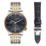 Relógio Orient Masculino Automático Superior Yn8mm003 G2sk Cor Da Correia Dourado Cor Do Bisel Prateado Cor Do Fundo Preto