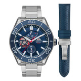 Relógio Orient Masculino Automático Superior Yn8ss002 D1sx Cor Da Correia Aço Inoxidável Cor Do Bisel Azul Cor Do Fundo Azul