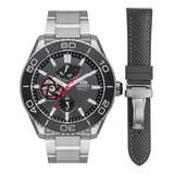Relógio Orient Masculino Automático Superior Yn8ss002 G1sx Cor Da Correia Prata Cor Do Bisel Preto Cor Do Fundo Cinza