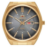 Relógio Orient Masculino Dourado Automático Casual Em Aço Cor Do Fundo Cinza