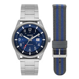 Relógio Orient Masculino Prateado + Pulseira Mbss1452 D2sx