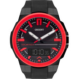 Relógio Orient Masculino Preto Vermelho Solar Tech Esportivo