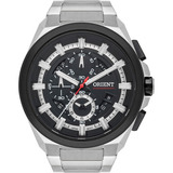 Relógio Orient Masculino Prova D'água Cronógrafo Original Cor Da Correia Prateado Cor Do Bisel Prateado Cor Do Fundo Preto