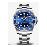 Relógio Pagani Design Automático Submariner Safira Pd 1639 Correia Prateado Bisel Azul Fundo Azul