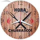 Relogio Parede Churrasco Area Festa Gourmet Madeira 30cm