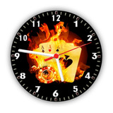 Relógio Parede Decoração Bar Carta Baralho Poker - 24 Cm