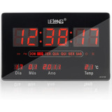 Relógio Parede Digital Grande Calendário Temperatura Le-2132