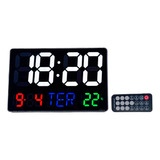 Relógio Parede Digital Led Termômetro Data C/ Controle Alarm
