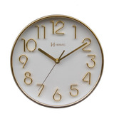 Relógio Parede Silencioso Dourado 25cm 1 Ano Garantia 6480