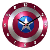 Relógio Parede Super Heróis Marvel Capitão América 30 Cm