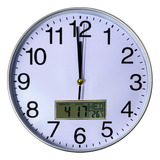 Relógio Parede Visor Digital 30cm Moderno Prata Cozinha Sala