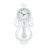 Relógio Pêndulo Retrô Vintage Antigo De Parede 51 Cm Branco