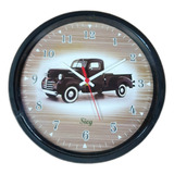 Relógio Redondo Preto Fundo Carro F49 28cm