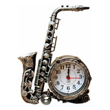 Relógio Saxofone Despertador Decorativo Mesa Retrô Analógico