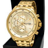 Relógio Seculus Masculino Dourado Chronograph Prova D'água