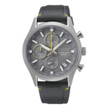 Relógio Seiko Masculino Chronograph Ssb423 G1gx Correia Cinza-escuro Bisel Prateado Fundo Cinza