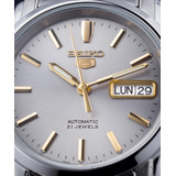 Relógio Seiko Snkk67k1 Automático Aço Cinza E Dourado Calendário