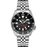 Relógio Seiko Ssk001 Sports 5 Gmt Automático Made In Japan Cor Da Correia Prata Cor Do Bisel Prata Cor Do Fundo Preto