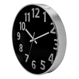 Relógio Silencioso De Parede Prata 25cm Ponteiro Contínuo