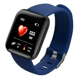 Relógio Smartwatch Inteligente Android Ios D13 Bluetooth Caixa Branco Pulseira Azul Bisel Preto