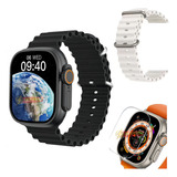 Relógio Smartwatch W69 Ultra + Película E Pulseira Oceano Cor Da Pulseira Preto / Pulseira Branco