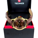 Relógio Technos Classico Dourado Pulseira De Couro Legitimo