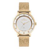 Relógio Technos Feminino Brilho Dourado - 2035mzc/1k Bisel Prata