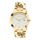 Relógio Technos Feminino Dourado Unique Luxo Original Casual Cor Da Correia Dourada Cor Do Fundo Branco