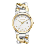Relógio Technos Feminino Unique Bicolor - 2115twt/1k Bisel Prata