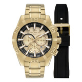 Relógio Technos Legacy Masculino Js26aet/t1d Troca Pulseira Correia Dourado Bisel Dourado Fundo Dourado