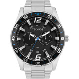 Relógio Technos Masculino Racer Prata - 6p25bw/1p Correia Prateado Bisel Prateado Fundo Prateado
