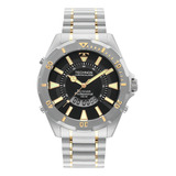 Relógio Technos Masculino Skydiver Prata Wt205fq/5p Correia Prateado E Dourado Bisel Prateado Fundo Preto