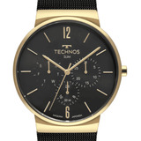Relógio Technos Masculino Slim Preto Dourado 6p29aln/1p