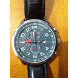 Relógio Tommy Hilfiger Cinza, Pulseira De Couro .