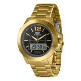 Relógio X-watch Masculino Dourado Original Anadigi Xmgsa009 Cor Do Fundo Preto