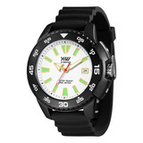 Relógio X-watch Masculino Para Mergulho Resistente A Shock Cor Da Correia Preto Cor Do Bisel Preto Cor Do Fundo Branco