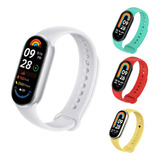 Relógio Xiaomi Mi Band 9 Global C/3 Pulseira + 1 Película Caixa Prata Pulseira Prateado Bisel Prata Desenho Da Pulseira Mesh