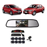Retrovisor Lcd Logan Câm Ré Borboleta Sensor Estacionamen 8p