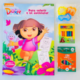 Revista Dora Aventureira Com Lápis De Cor + Massinha Modelar