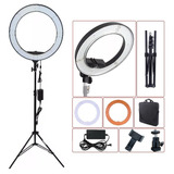 Ring Light Iluminador Led Tipo Aro 18 48cm Completo + Tripé Cor Da Estrutura Preto Cor Da Luz Branco 110v/220v (bivolt)