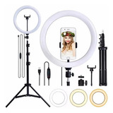Ring Light Led Iluminador 26cm Completo Com Tripé 2.1m Cor Da Estrutura Preto Cor Da Luz 3 Cores Bivolt